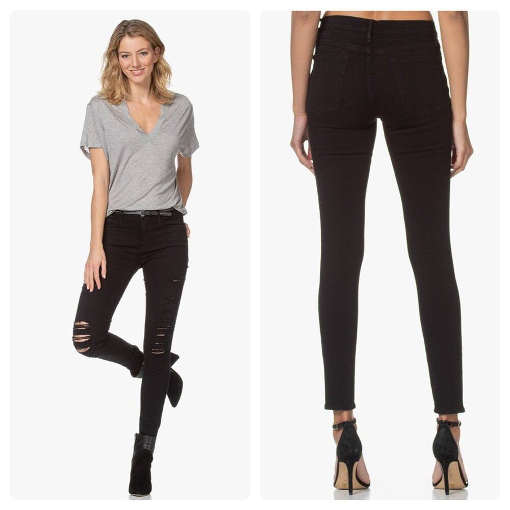 Frame Black Ripped Skinny Jeans